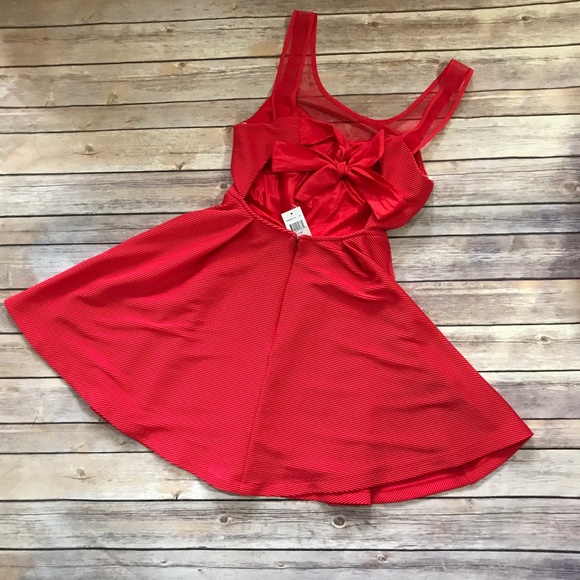 BCBGeneration Red Empire Dress Back Tie NEW NWT 2 - Picture 5 of 7